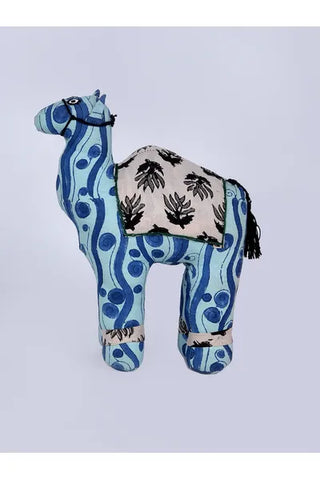 Blue Hand Dyed Block Printed Cotton Toy - Camel