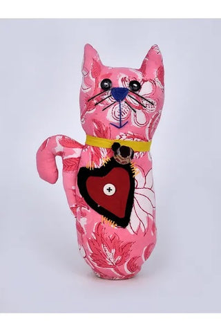 Pink Cat Hand Dyed Hand Block Printed Cotton Toy