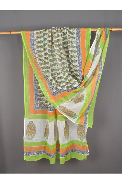 block print kota doria dupatta - desi weaves
