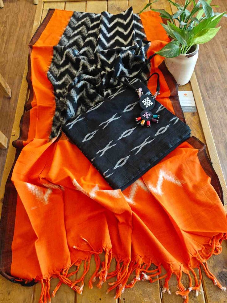 ikkat cotton dupatta online - Desi Weaves