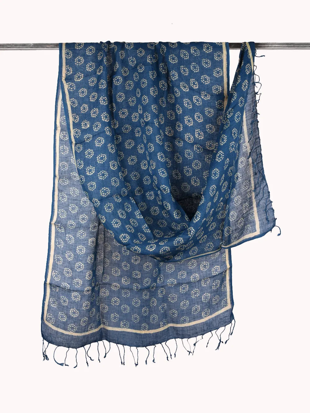 Indigo pure linen dupatta - desi weaves