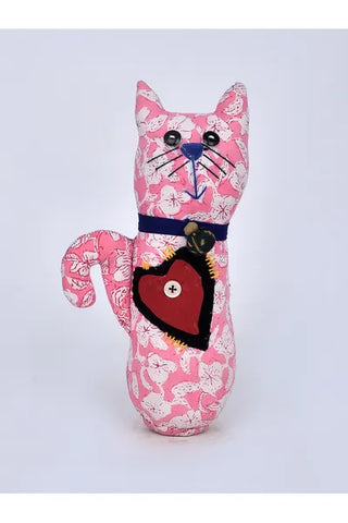 Sayani Hand Dyed Hand Block Printed Cotton Toy - Cat