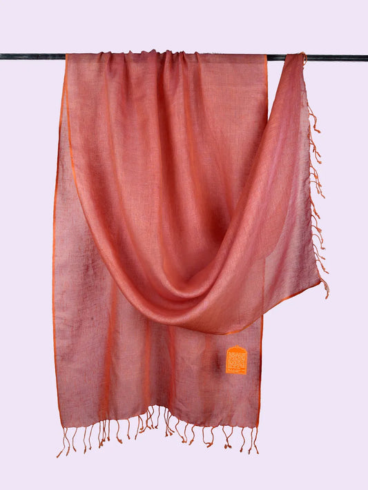 pink pure linen dupatta - desi weaves