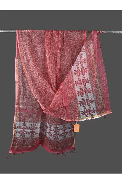 pink kota doria dupatta - desi weaves