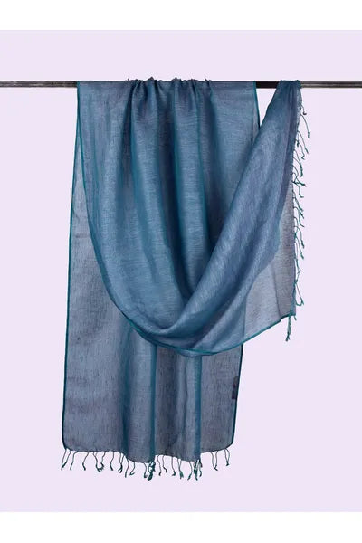blue pure linen dupatta online - Desi Weaves