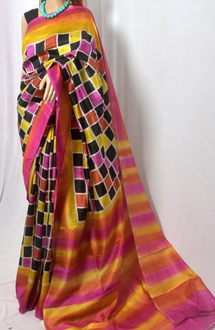 hand painted silk saree