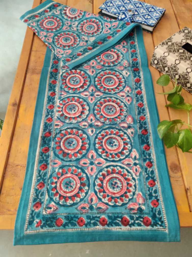 block print table runner - desi weaves