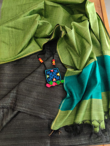 Ghicha Tussar Silk Dress Material - Desi Weaves