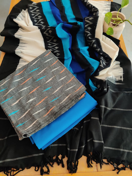 handloom ikkat cotton dupatta - desi weaves