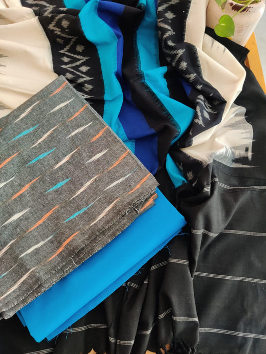 handloom ikkat cotton dupatta - desi weaves