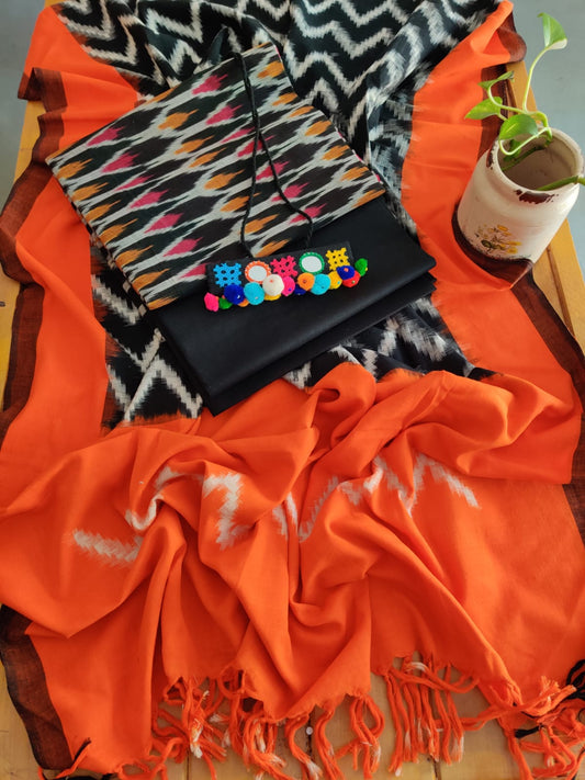 handloom ikkat cotton dupatta - desi weaves