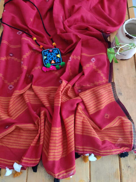 Rani Natural Handwoven Jamdani Mulmul Cotton Dupatta