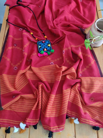 Rani Natural Handwoven Jamdani Mulmul Cotton Dupatta