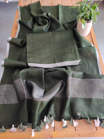 Linen dress material online - Desi Weaves