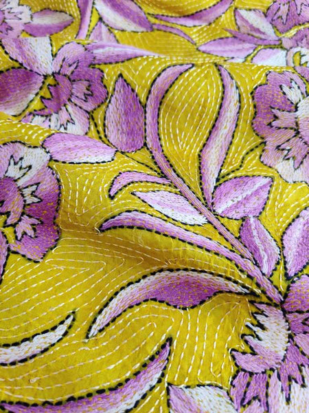 Kantha Stitch Tussar Silk Stole - Desi Weaves