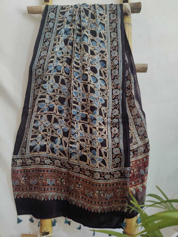Sindhu Handcrafted Ajrakh Block Print Modal Silk Stole