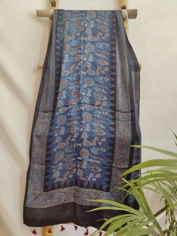 Raina Handcrafted Ajrakh Block Print Modal Silk Stole
