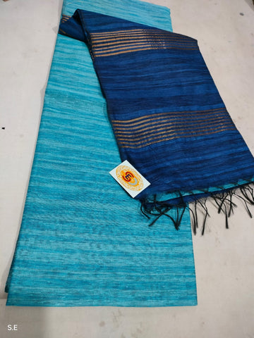 Aqua Blue Semi Matka Silk Saree With Blouse