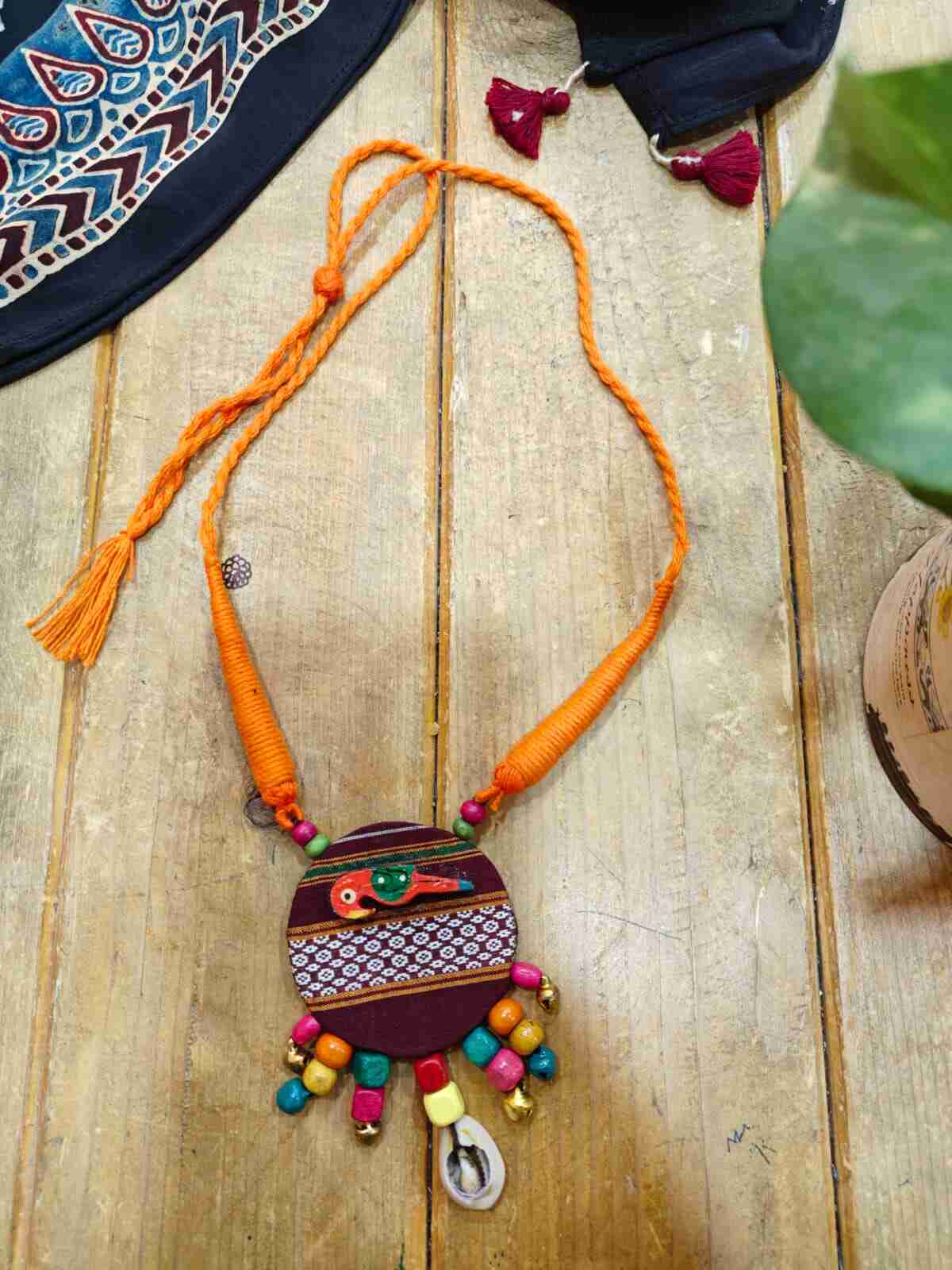 Shingar Hand Embroidered Fabric Long Necklace – Desi Weaves