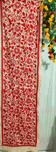 Hand Embroidered Kantha Stitch Tussar Silk Stole