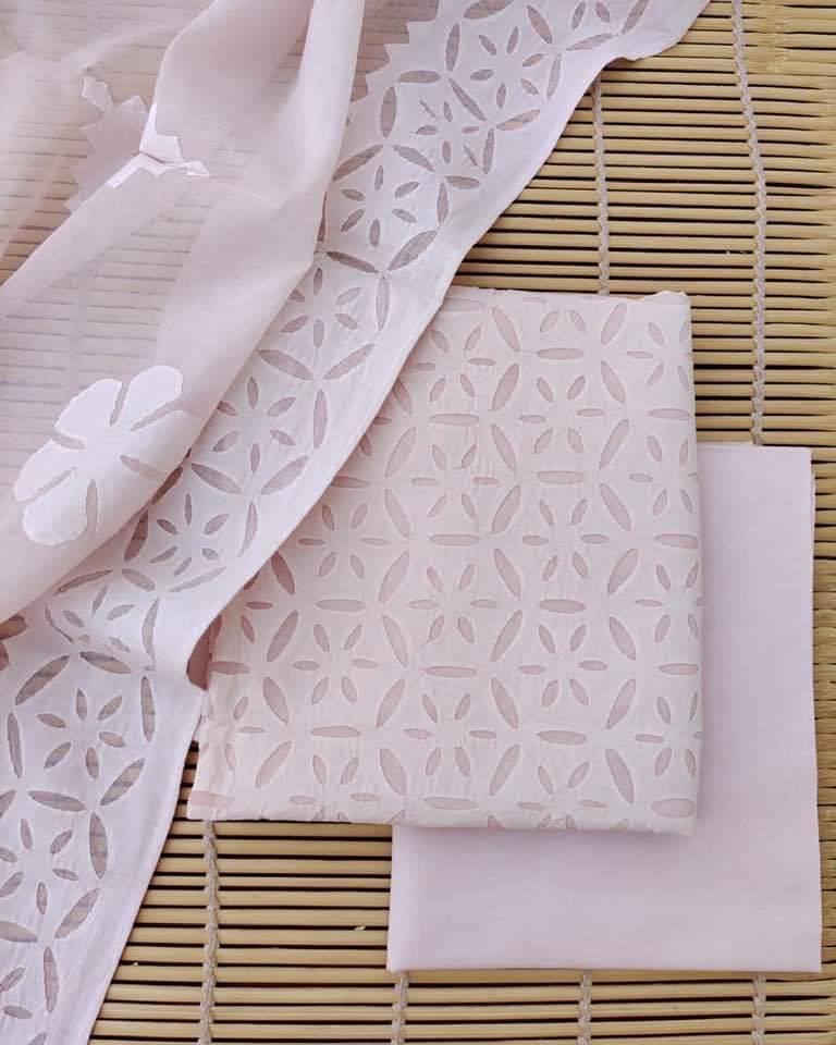 cotton applique work suit sets - desi weaves