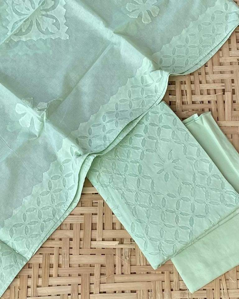 cotton applique work suit sets - desi weaves