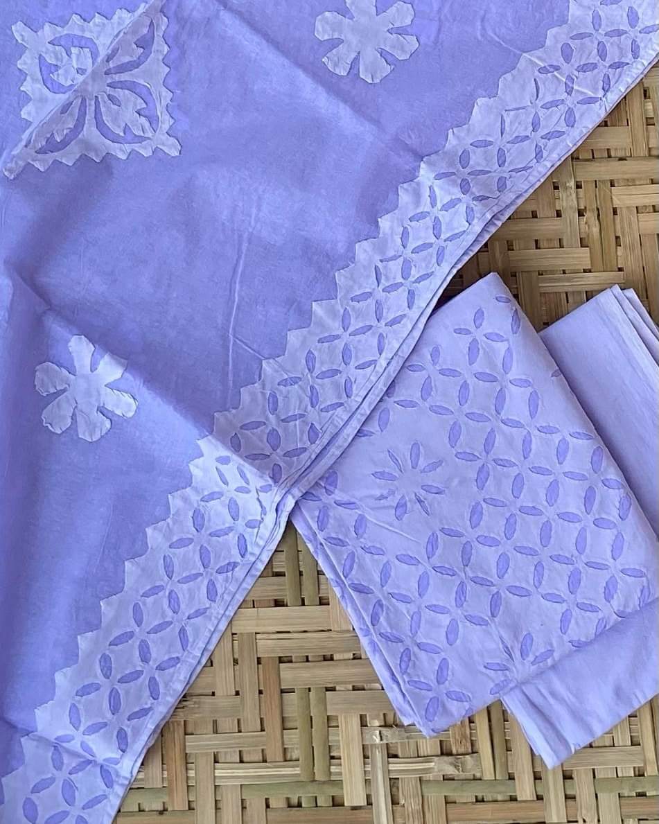 cotton applique work suit sets - desi weaves