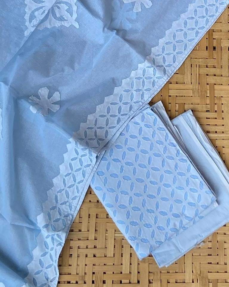 cotton applique work suit sets - desi weaves
