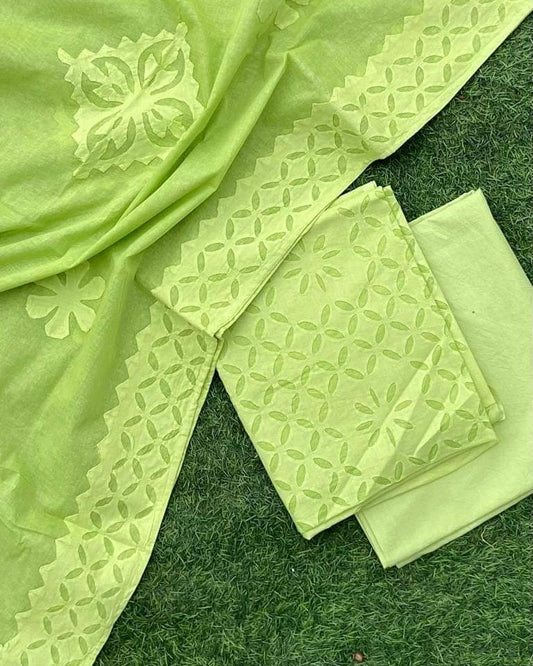 applique work cotton dress material - desi weaves