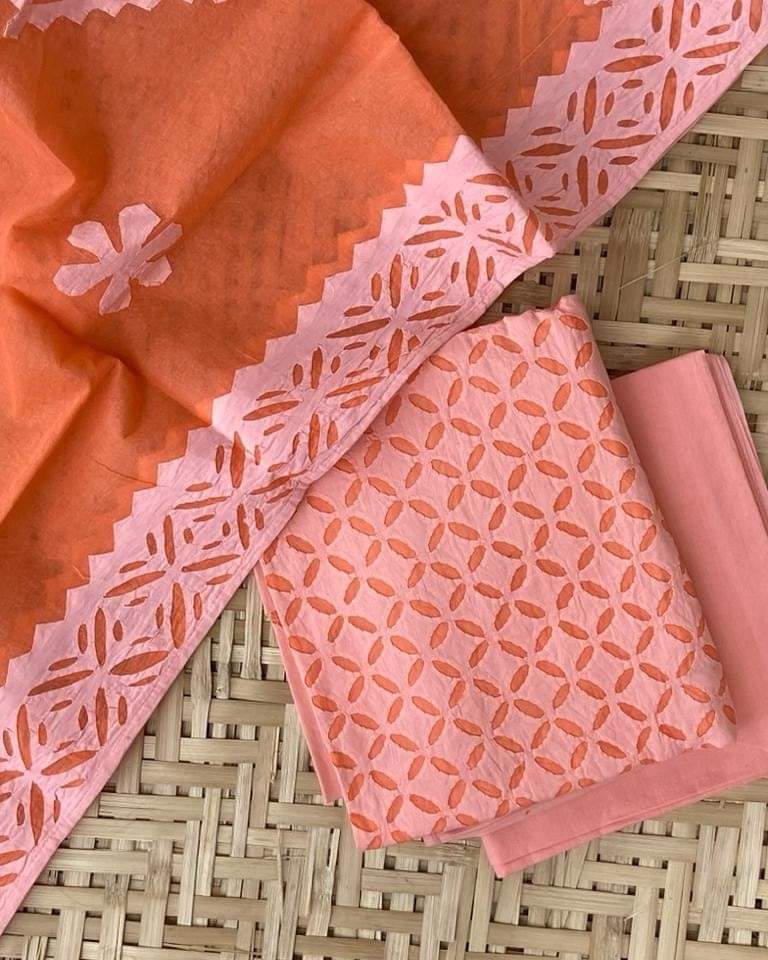 applique work cotton dress material - desi weaves