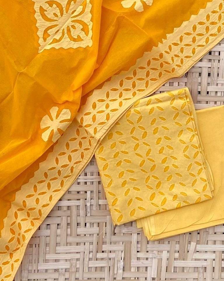 applique work cotton dress material - desi weaves