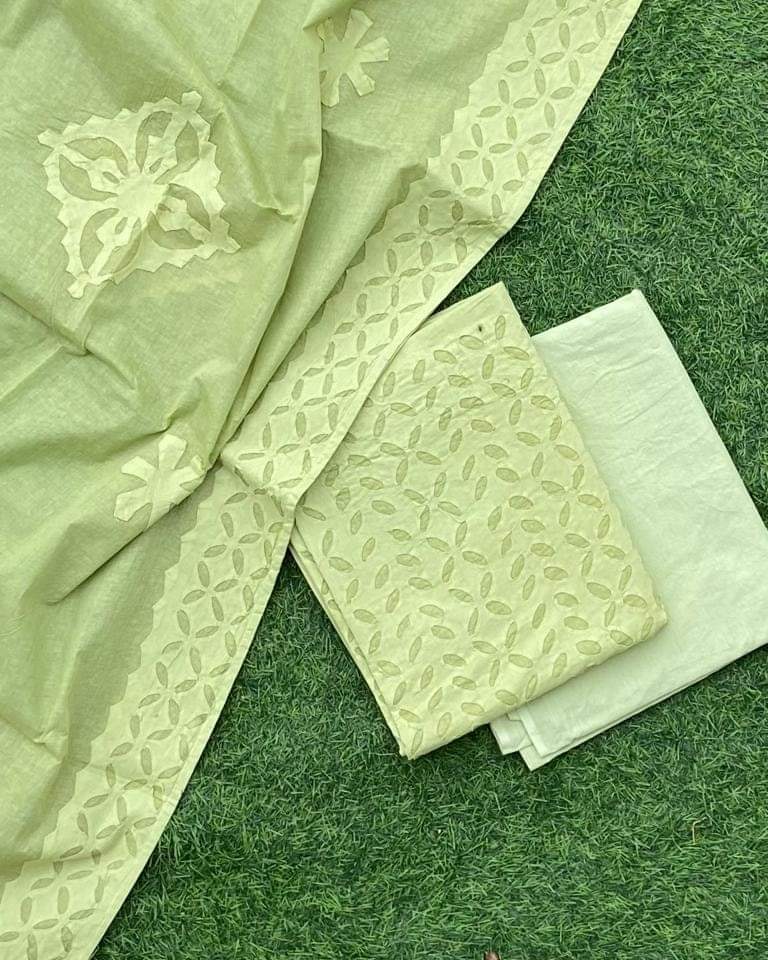 applique work cotton dress material - desi weaves