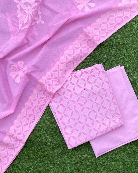 applique work cotton dress material - desi weaves