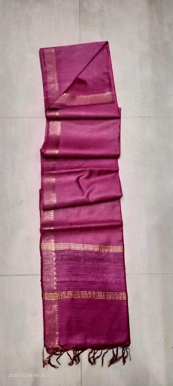 Fuchsia Handloom Pure Munga Tussar Silk Saree