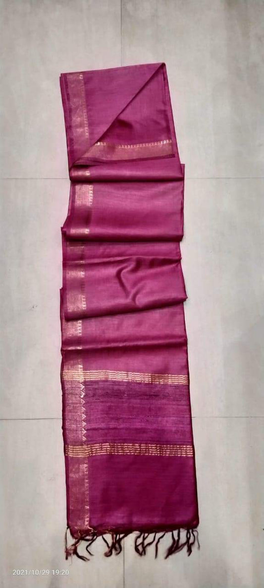 Fuchsia Handloom Pure Munga Tussar Silk Saree