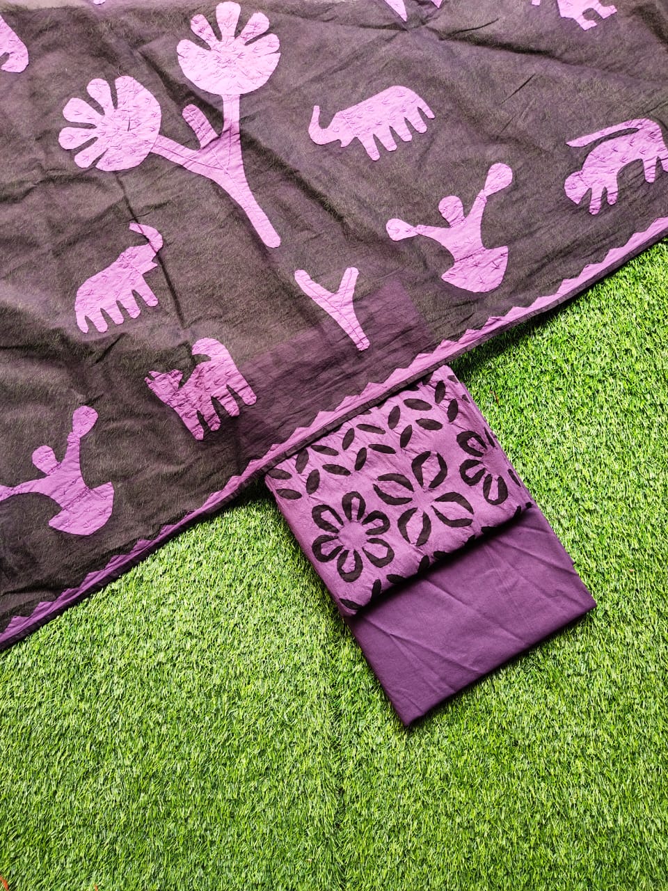 applique stitch dress material - desi weaves