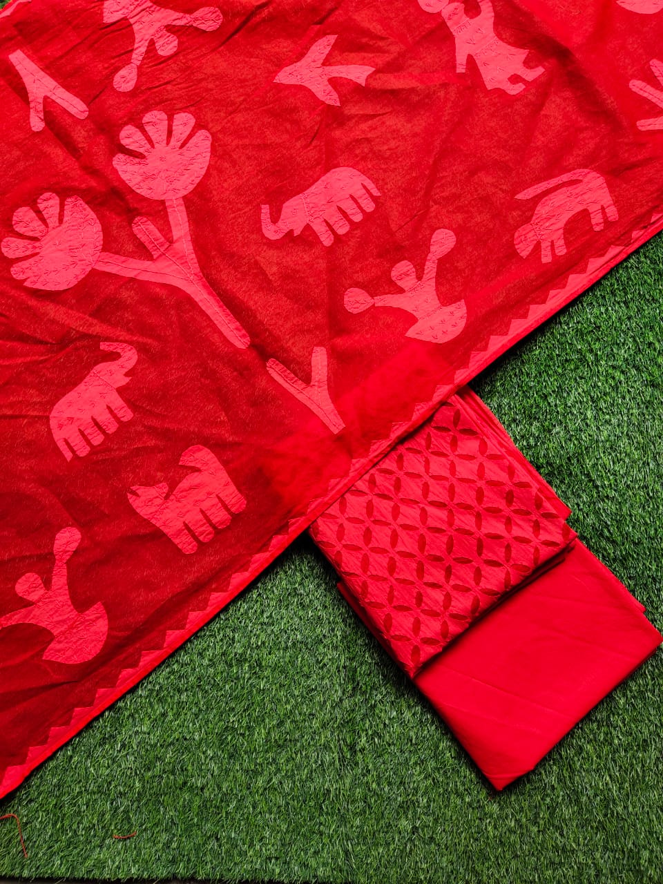 applique stitch dress material - desi weaves