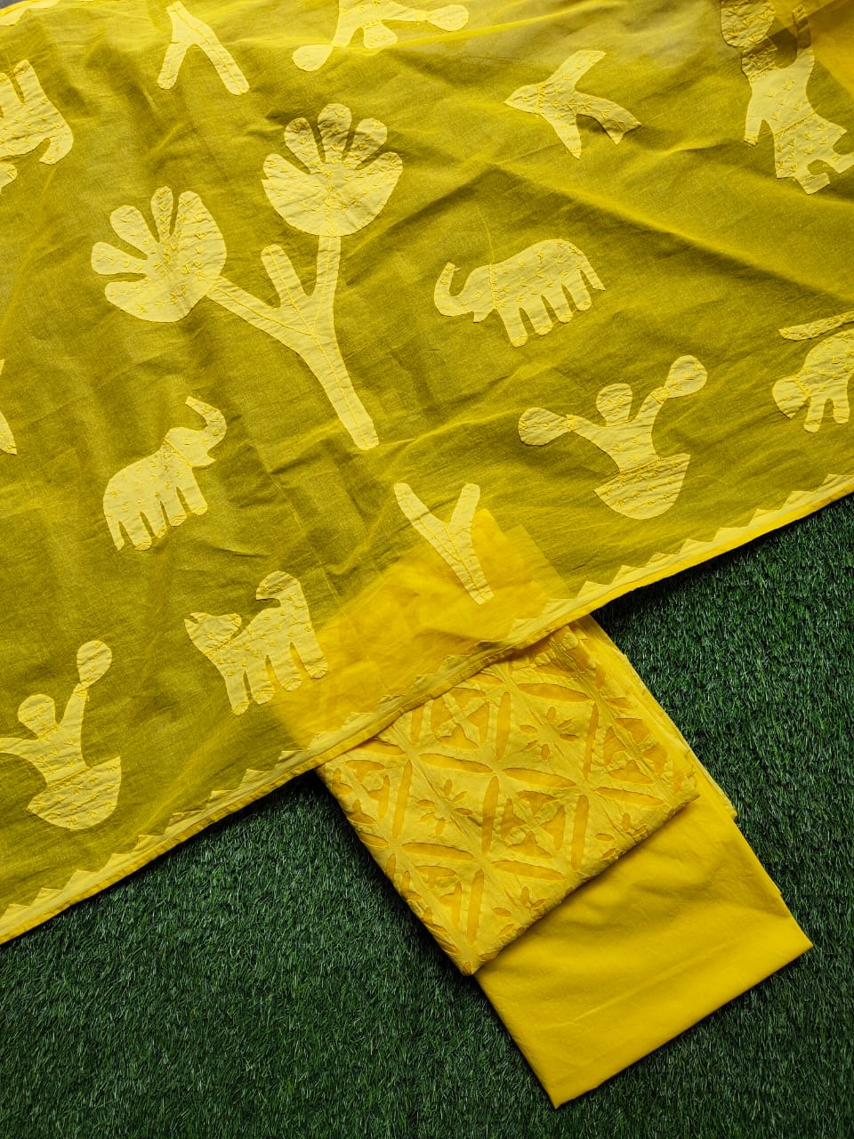 applique stitch dress material - desi weaves