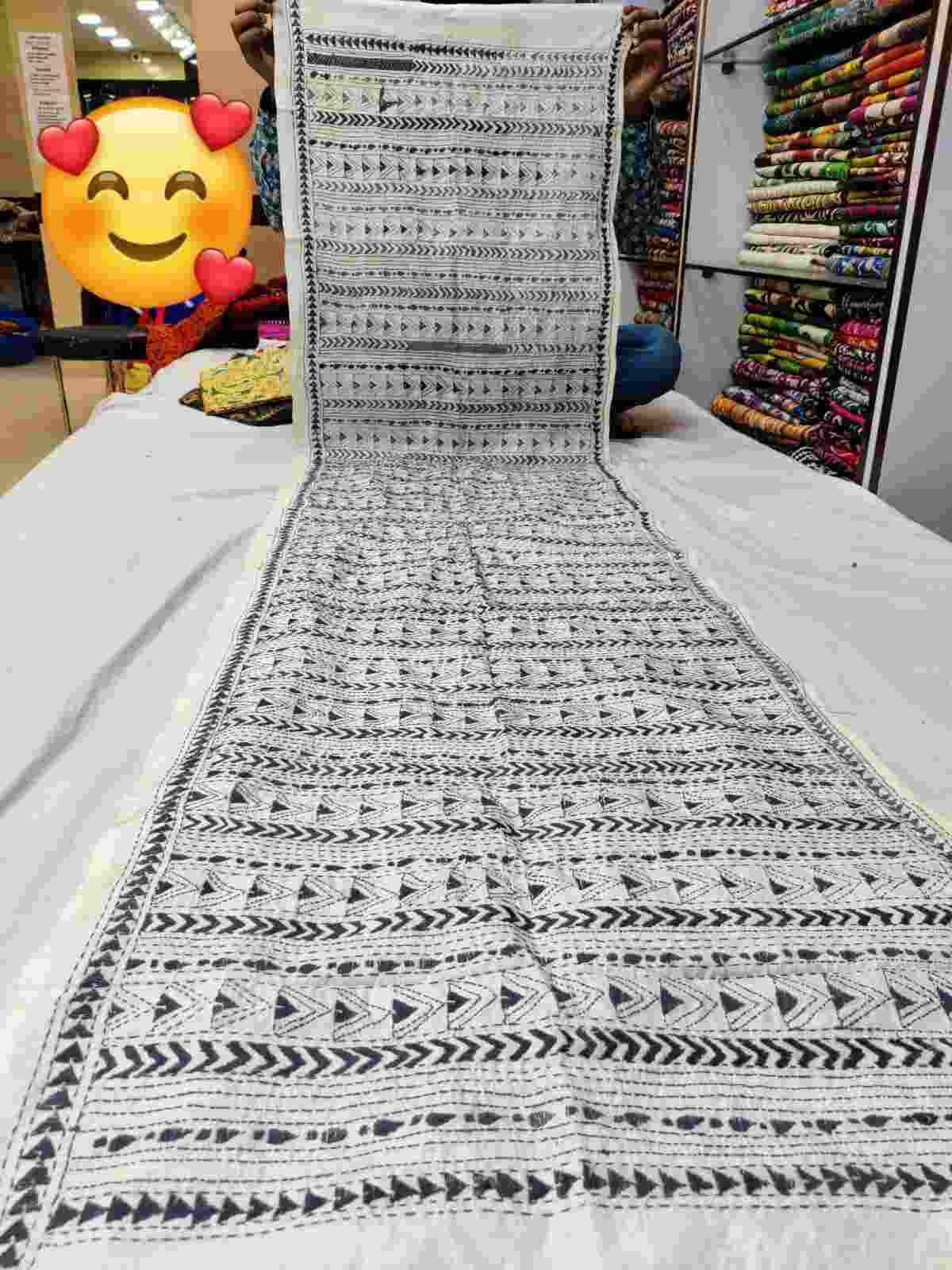 kantha stitch silk stole - Desi Weave