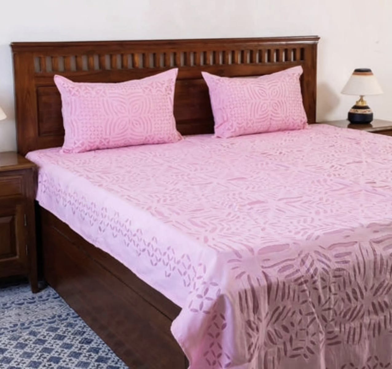 Hand Stitched Applique Work Cotton Bedsheet - Desi Weaves
