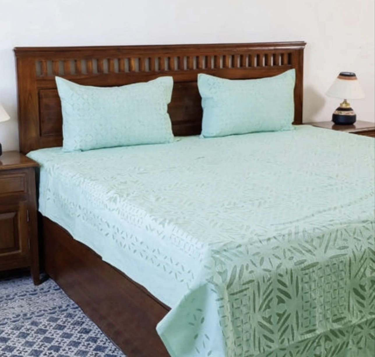 Hand Stitched Applique Work Cotton Bedsheet - Desi Weaves