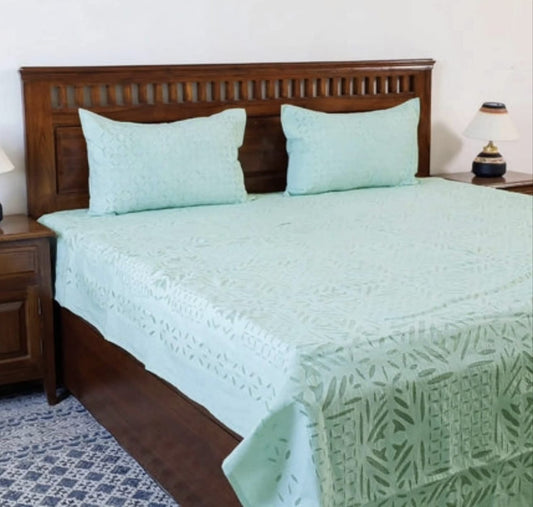 Hand Stitched Applique Work Cotton Bedsheet - Desi Weaves