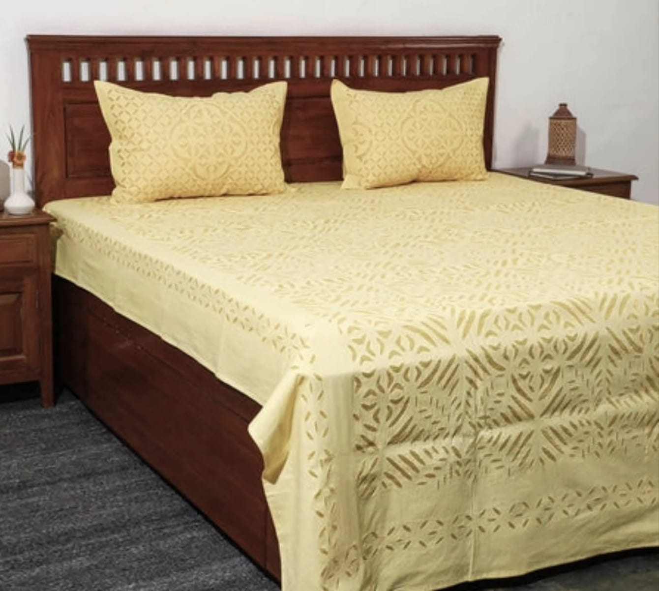 Hand Stitched Applique Work Cotton Bedsheet - Desi Weaves