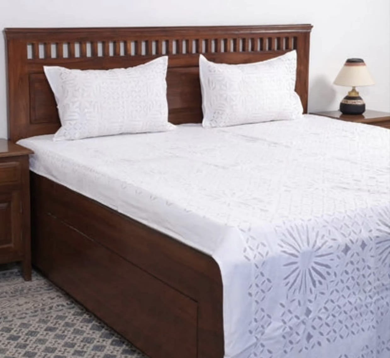 Hand Stitched Applique Work Cotton Bedsheet - Desi Weaves