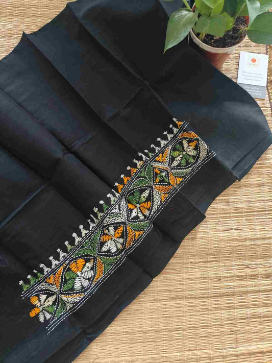 Hand Embroidered Cotton Kantha Stitch Blouse - Desi Weaves