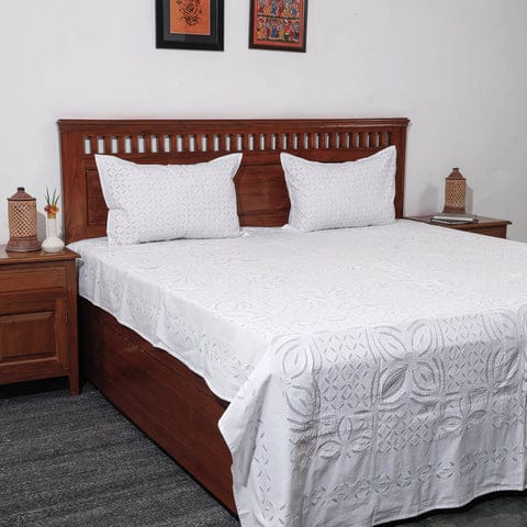 Hand Stitched Applique Work Cotton Bedsheet