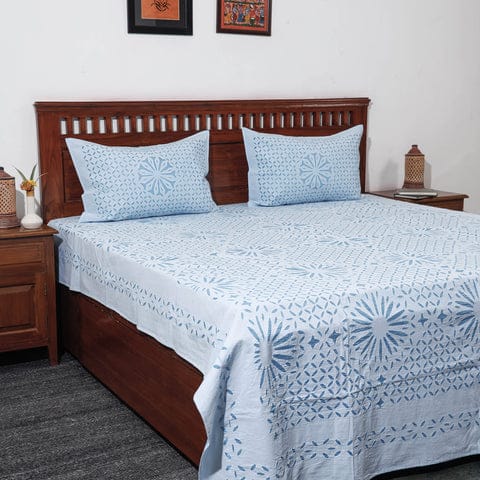 Hand Stitched Applique Work Cotton Bedsheet