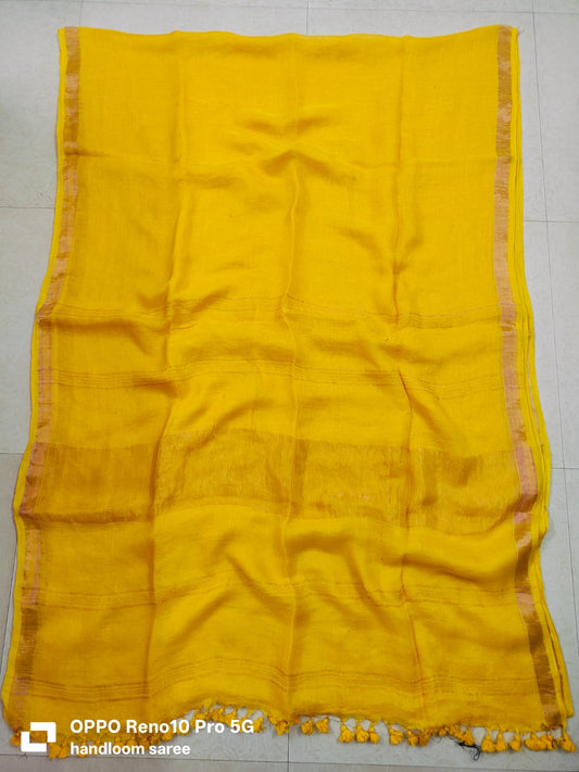 Handwoven Pure Linen Saree - Desi Weaves