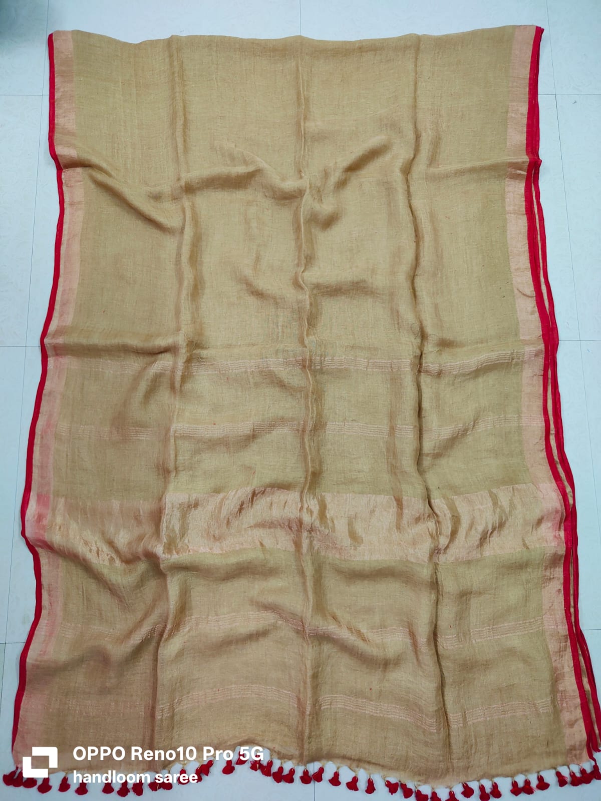 Handwoven Pure Linen Saree - Desi Weaves