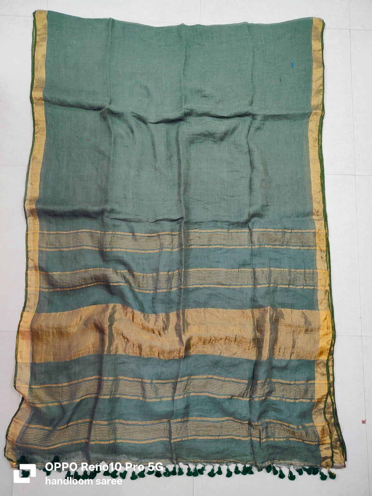 Handwoven Pure Linen Saree - Desi Weaves